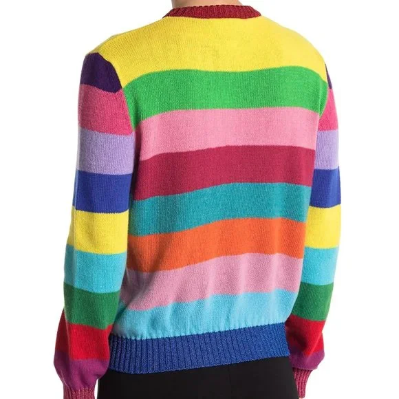 NWT Gucci Stripe Sequin Embroidered Wool Sweater, Small, Tiger “Loved” Appliqué - Picture 9 of 16